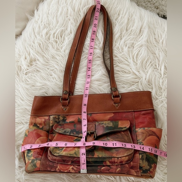 Patricia Nash Bolsena Tote English Mums Multi Brown Earthy Floral Leather Bag - Picture 14 of 16